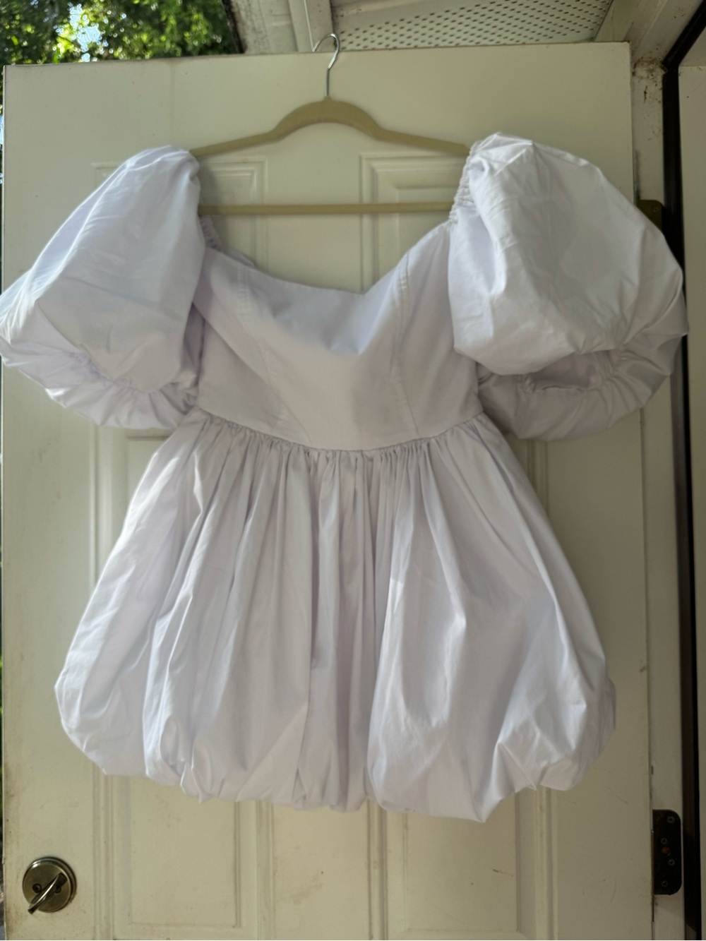 Maria Cabrera Ma Cherie MDCR White Pouf Sleeved Babydoll Dress